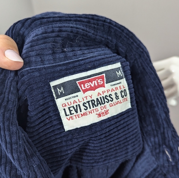 Levi’s Corduroy Shirt Jacket Navy Blue Button Front Utility Overshirt Size M - Picture 7 of 7